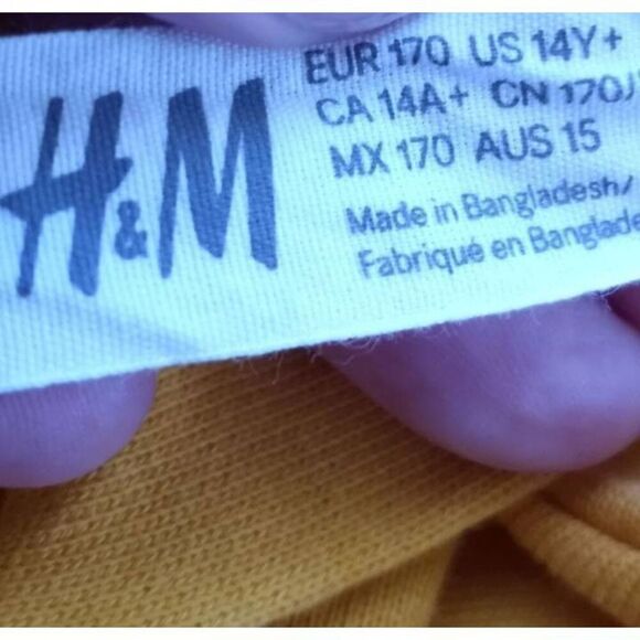 H&M YELLOW CROP HOODIE SZ.14Y EUC - Picture 3 of 4